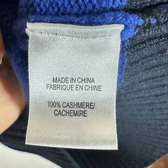 THEORY 100% Cashmere blue black stripe turtleneck sweater woman’s‎ size Small - Picture 6 of 7